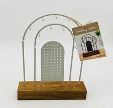 H&S Collection  présentoir à bijoux métal gris et socle bois 18 x 4,5 x 23 cm