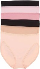 Felina Women's Hi-Cut with Lace Trim, 6-Pack, Multi, Medium