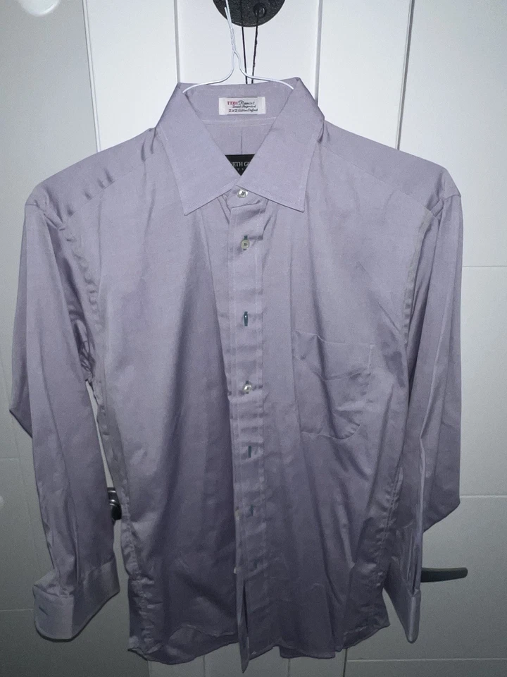 Kenneth Gordon USA S Light Purple Dress Shirt TTX Pinpoint Cotton Oxford - Image 2 of 3