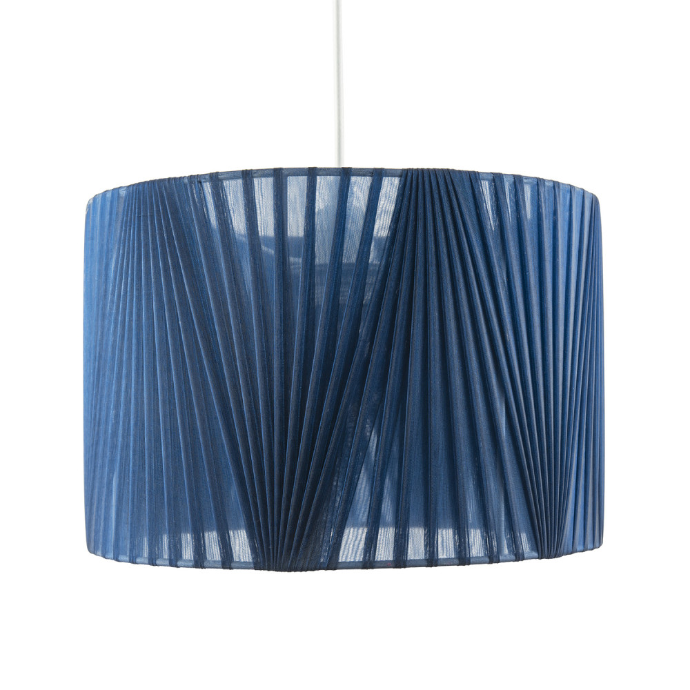 Modern Midnight Blue Voile Fabric Organza Tapered Pendant Lamp Shade by Happy...