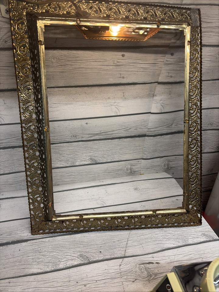 Vintage MCM Project Lighted Picture Metal Filigree Brass Frame | eBay