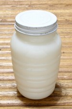 Fire King Anchor Hocking Beige Beehive Grease Jar Ribbed With Metal Lid Vintage