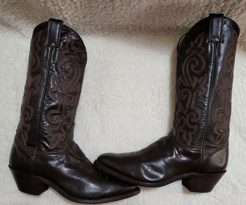 Justin London Brown Leather Western Cowboy Boots Style #4915 Mens Size 9B - Picture 7 of 12