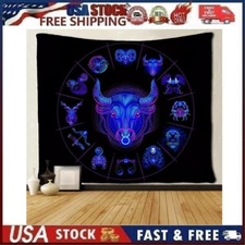 Twelve Constellation Taurus Zodiac Black Tapestry Wall Art Home Decor 60 x 80 in