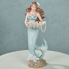 Mermaid Seashell Tray Table Sculpture Powder Blue