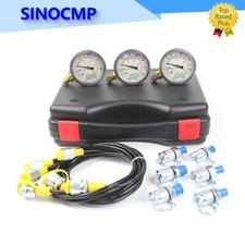 Hydraulic Pressure Gauge Kit w/ 3 Gauges, 6 Test Couplings For Heavy Equipment