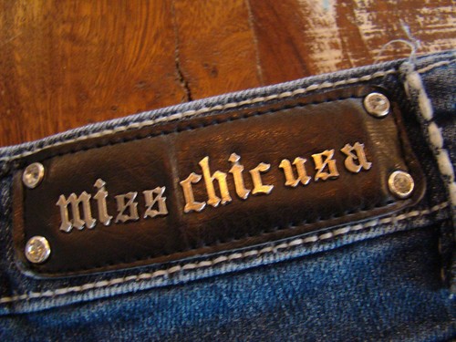 Miss Chic USA Fashion Jeans Girls Youth 9 Rhinestone Pockets Fleur-de-Lis - Picture 7 of 12