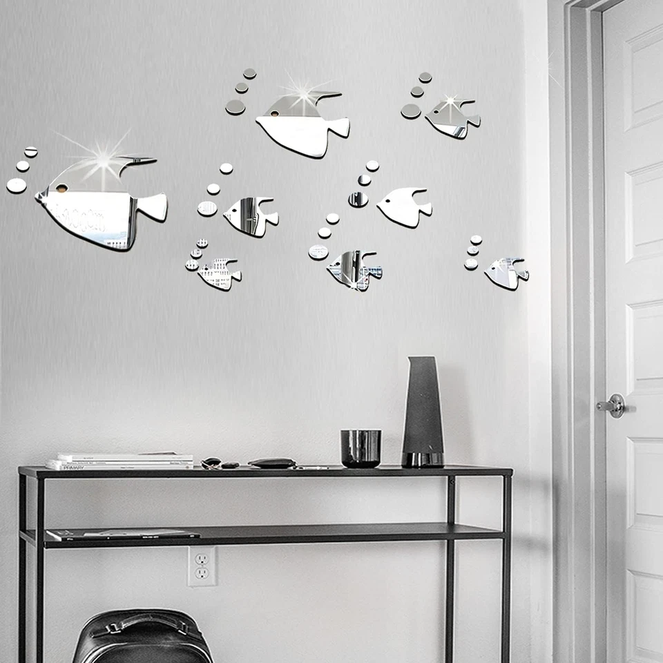 Adesivi Murali 3D, Removibile Adesivi Da Parete a Specchio, Pesci Rossi Adesivi - Immagine 4 di 4