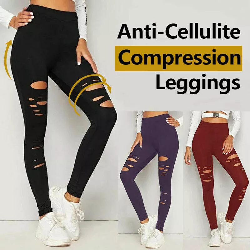 Women Destroyed Ripped Yoga Leggings Jeggings Pants Womens Distressed  Trousers