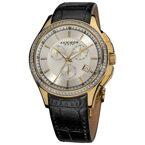 Akribos XXIV AK789RG Swiss Quartz Day Date Crystal Bezel Rosetone Womens Watch New Women main image 4