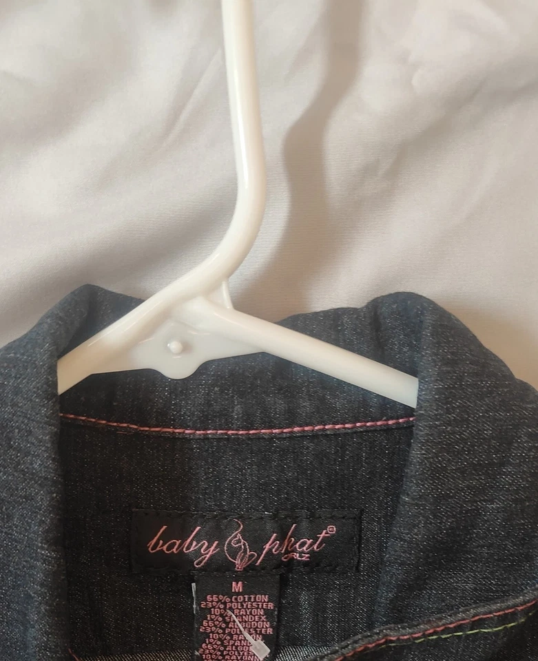 Chaqueta de mezclilla recortada Baby Phat Y2K niños talla M Foto 3 de 4