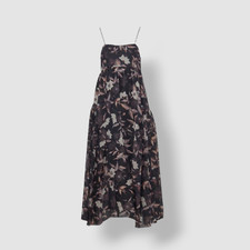 $1250 Ulla Johnson Women Black Floral Empire Waist MIDI Dress SZ 10