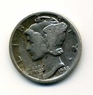1942 P Mercury Head Dime 90% .900 Silver US 10 Cent U.S American 10c Coin #7848 — photo 1