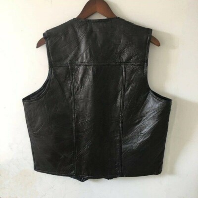 Herren Schwarz Kunstleder Weste Gothic Punk Rock Motorrad Biker V-Ausschnitt