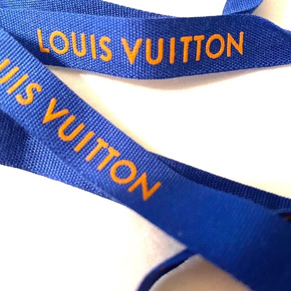 Louis Vuitton Embossed 1 Yard Ribbon Orange Blue 0.5” Great Condition From  USA