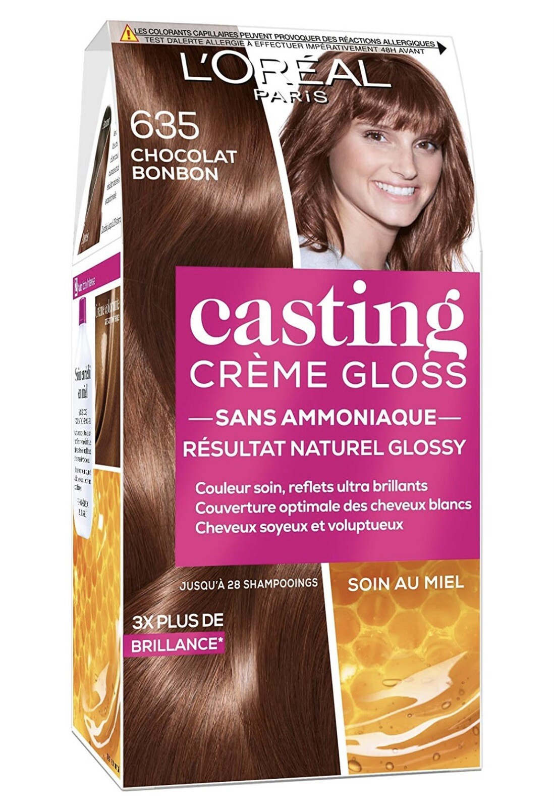 Coloration Casting Crème Gloss Chocolat bonbon 635 : camoufler les cheveux blancs