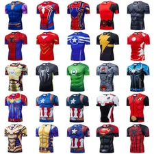 Men's Superhero 3D Base Layer Tee Compression T-Shirts Gym Jersey Tights Tops