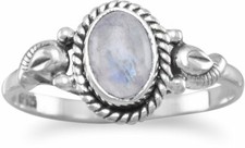 Oxidized Rainbow Moonstone Ring 925 Sterling Silver