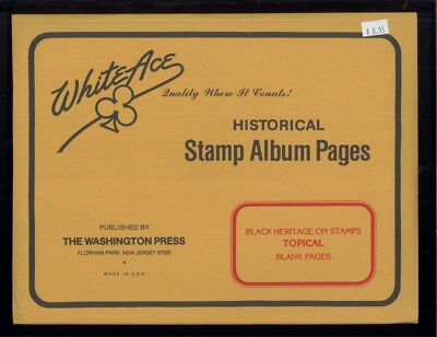 White Ace Stamp Album Pages Black Heritage Topical Blank Pages Pack of 12