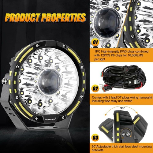 Auxbeam 7" Round Off Road LED Driving Lights 360-PRO 230W 33332LM (Pack Of 2) - Foto 8 di 9