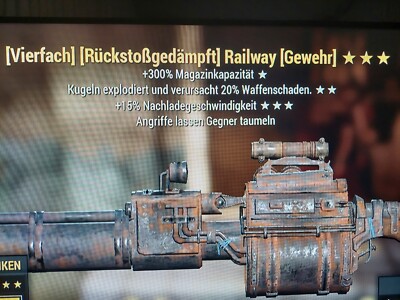 Fallout 76 Grausamer-Killer PS4 und PS5 Vierfach Gleisgewehr  Kugel explo