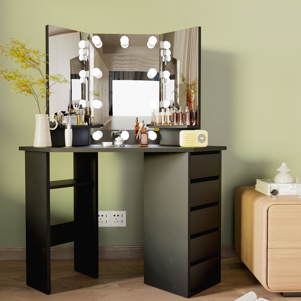 Stylischer Schminktisch Mit LED-Beleuchtung & Ladestation - Dein Beauty-Setup Fürs Schlafzimmer