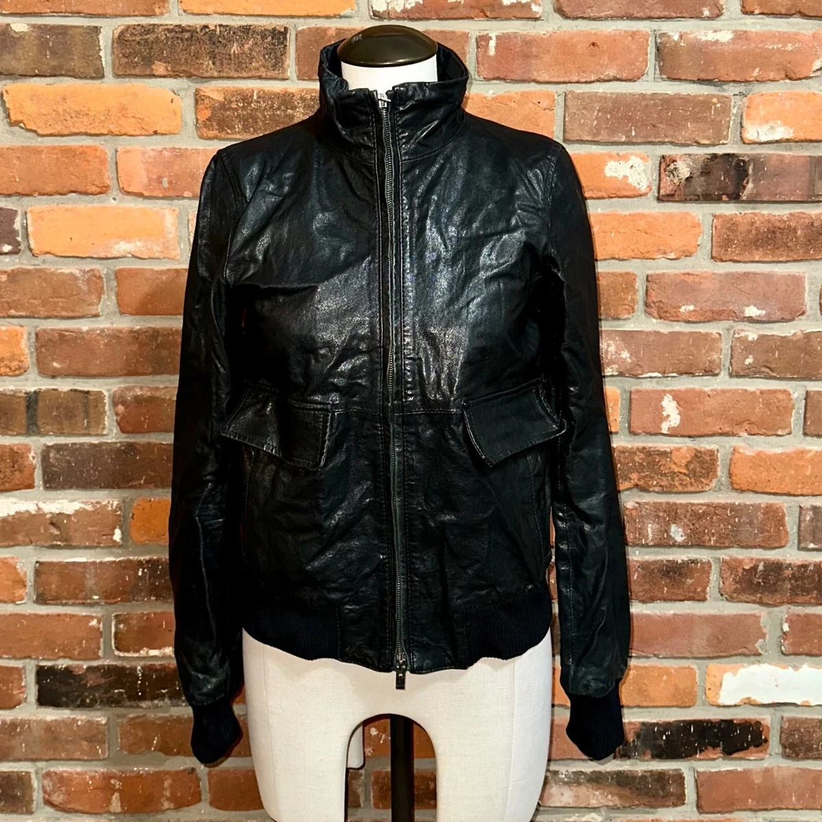 Theory leather top bomber jacket