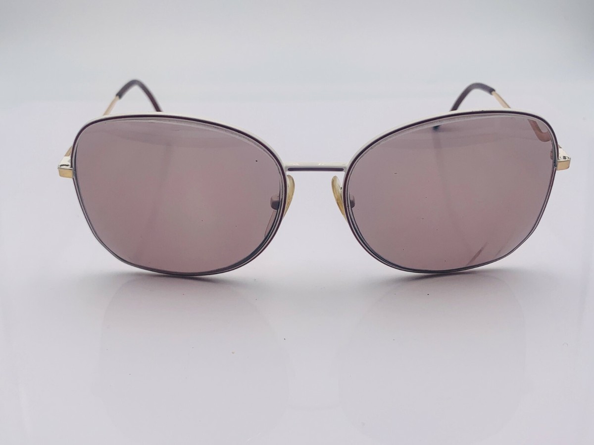 Vintage Supreme 13 3321 Red White Metal Oval Sunglasses Italy