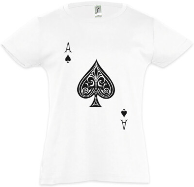 ACE OF SPADES I Kids Girls T-Shirt Spade Ace Poker Card Casino Royal Flush Pik