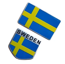 2pcs Swedish Sweden Flag Car Motor Fender Trunk Emblems Badges Stickers Decals