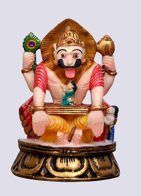 Medium Narsimha Deva Idol Murti Idol On Half Lotus Base-Height-3 Inches-Resin
