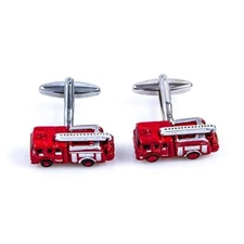 Fire Truck Engine Pair Cufflinks Wedding Groom in Gift Box & Polishing Cloth