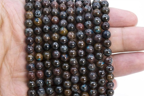 6MM Genuine Natural Deep Brown Azurite Malachite Quartz Round Loose Beads - Picture 3 of 4