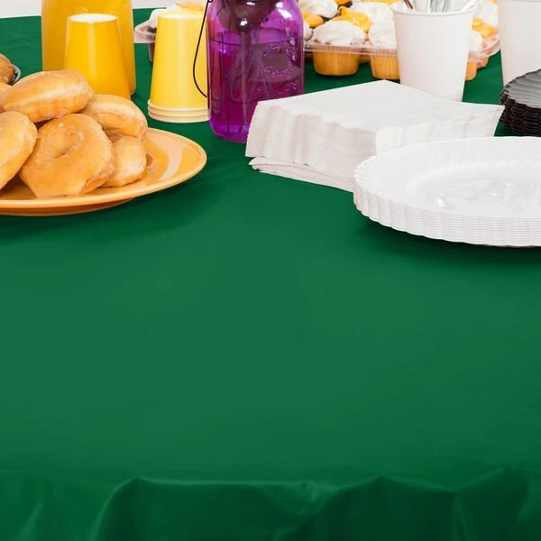 (12)CREATIVE CONVERTING 82" GREEN PLASTIC ROUND TABLE COVER SINGLE USE, USA MADE - Image 4 of 4