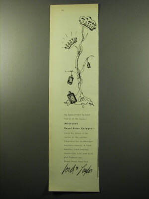1950 Lord Taylor Atkinson's Royal Briar Cologne Ad By