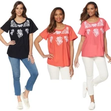 DG2 by Diane Gilman Embroidered Peasant Blouse 532323-J