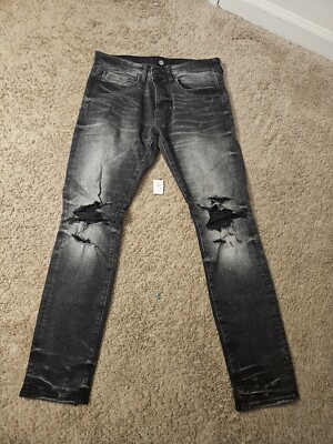 Jordan Craig Jeans Men 32W 32L Black Sean Knee Rip Distressed Stretch Goth NWOT