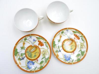 Hermes Siesta Tea Cup Saucer Tableware Yellow Floral 2 set Coffee