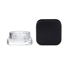 250 Pack 9ml Glass Cube Jars with Black Lids, Refillable Cosmetic Containers