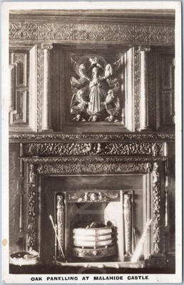 RPPC Vintage Postcard Oak Panelling Malahide Castle County Dublin Ireland