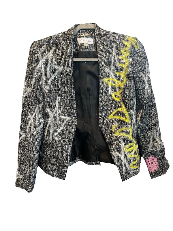 Absodeitly Custom 4 Calvin Klein Womens Multi-Colored Basic Jacket