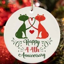 Happy 44th Anniversary Ornament Funny Cat Couple 44 Year Wedding Christmas Gift