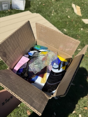 #ad 8 Lbs of Assorted Stained Glass Scraps Variety of Sizes Color Types $28.50