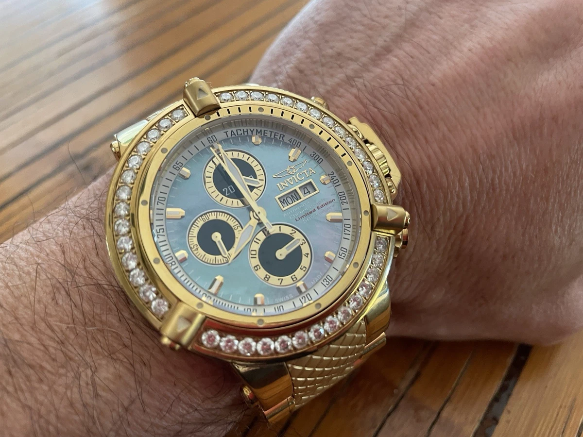 Invicta Subaqua 21785 Mens Watch 50mm Chronograph Gold Tone Leather New Battery Invicta Men main image 3