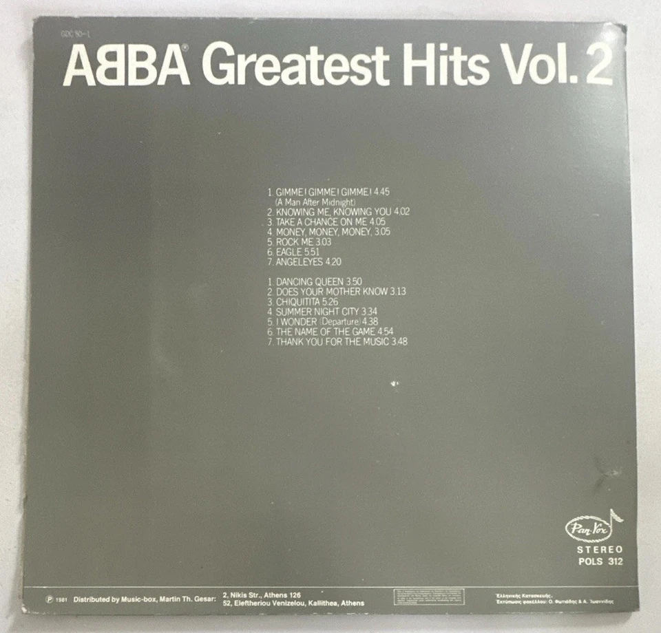 ABBA - Greatest Hits Vol. 2 Vinyl Lp Record Greek Issue EX / VG+ - Image 3 of 4