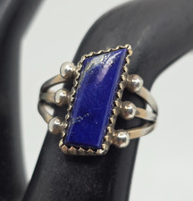 Native American Sterling Silver Lapis Lazuli Ring Size 6