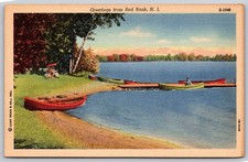Red Bank New Jersey Waterfront Boats Curt Teich Postcard PC073
