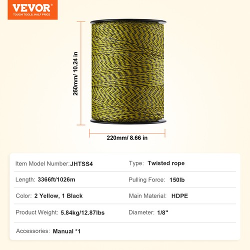 VEVOR 3366Ft 1026M Electric Fence Wire Fencing Polywire Horse Cattle Livestock - Picture 7 of 12