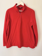 LANDS END Fleece Sweatshirt Women L 14-16 Anyweather 1/4 Zip Pullover Walk Red