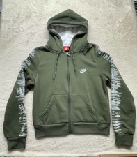 Nike Youth Full-Zip Hoodie Kids Olive Green With Sleeve Design XL Free Shipping